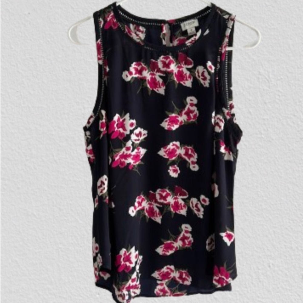 J Crew Factory Drapey Top with Ladder Trim, High Neckline Size 8